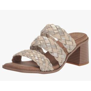 ZODIAC Womens Lilah Heeled Sandal Silver Braided Slip On Block Heel Size 10